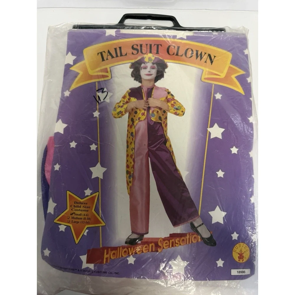 VINTAGE Rubies Tail Suit Clown HALLOWEEN Sensations Costume Kids SZ M 8-10 H-1